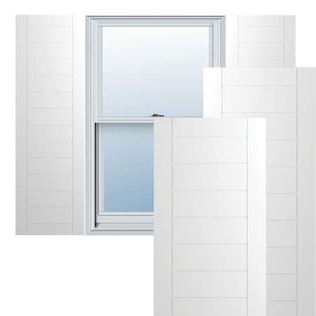 True Fit PVC Horizontal Slat Framed Modern Style Fixed Mount Shutters, Unfinished, 18W X 73H